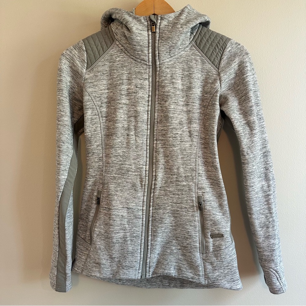 Athleta Stronger Hoodie Jacket XS | Gray‎ Heather Full‑Zip Quilted Activewear